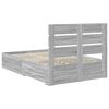 vidaXL Bed Frame with Drawer Grey Sonoma 120 x 190 cm Engineered Wood