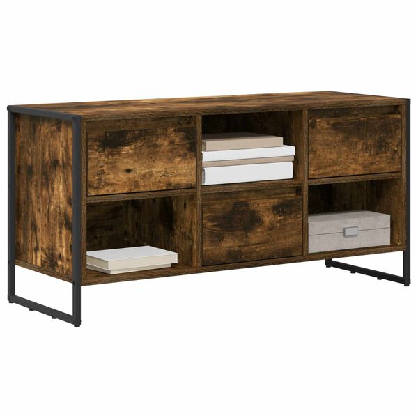 vidaXL TV Cabinet Smoke Oak 100 x 36 x 49.5 cm Engineered Wood