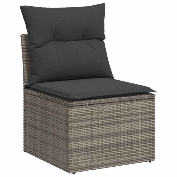 vidaXL 2 Piece Garden Sofa Set with Cushions Grey Poly Rattan Acacia