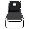 vidaXL Folding Sun Lounger Black Oxford Fabric&Powder-coated Steel