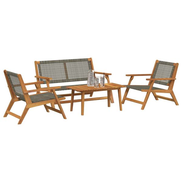 vidaXL Garden Chairs with Table 4 pcs Grey 90 x 45 x 40 cm