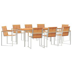 vidaXL Garden Dining Set 9 pcs Solid Acacia Wood and Stainless Steel