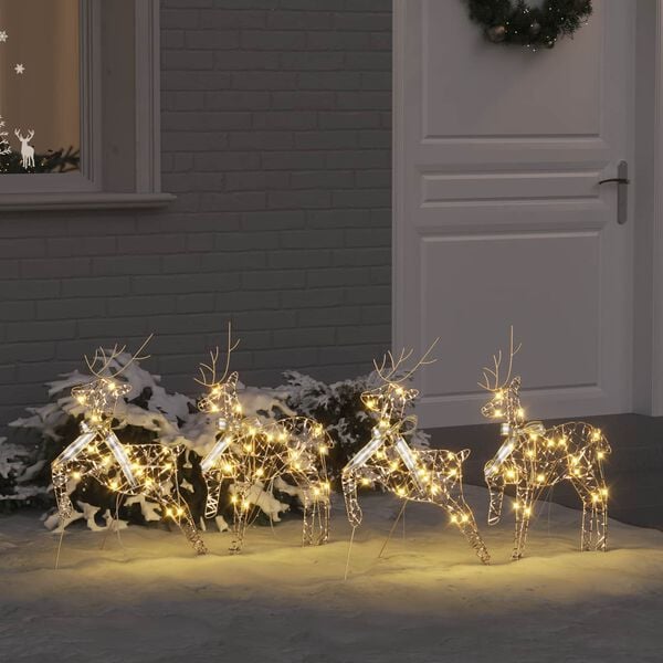 vidaXL LED Reindeers with 80 LEDs 4 pcs Gold PET