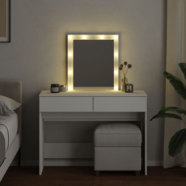 vidaXL Dressing Table with LED White 100x40x130 cm