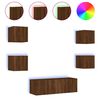 vidaXL 5 Piece TV Wall Cabinets with LED Lights Brown Oak