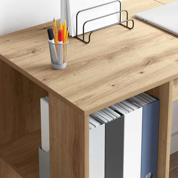 vidaXL Desk with Shelf Artisan Oak 130 x 50.5 x 75 cm Engineered Wood