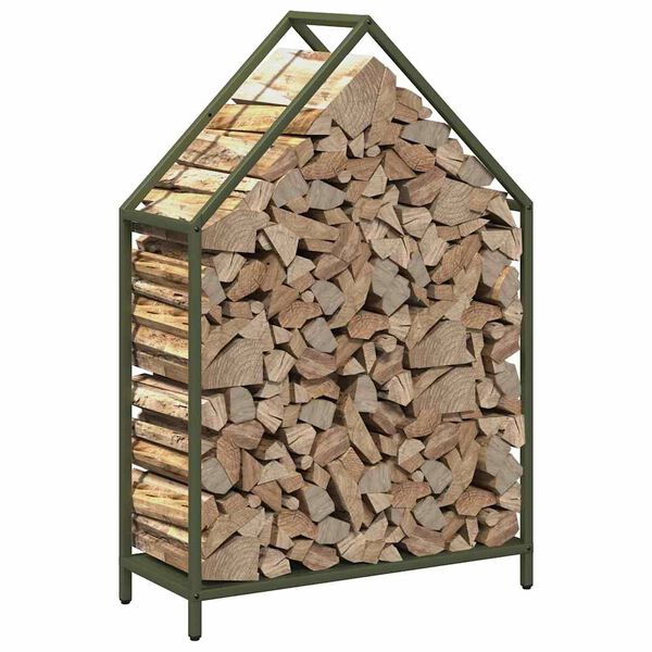 vidaXL Firewood Rack Olive Green 60x25x90 cm Cold-rolled steel