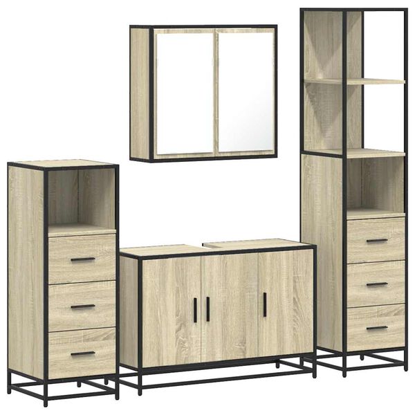 vidaXL 4&nbsp;Piece Bathroom Furniture Set&nbsp;Sonoma Oak Engineered Wood
