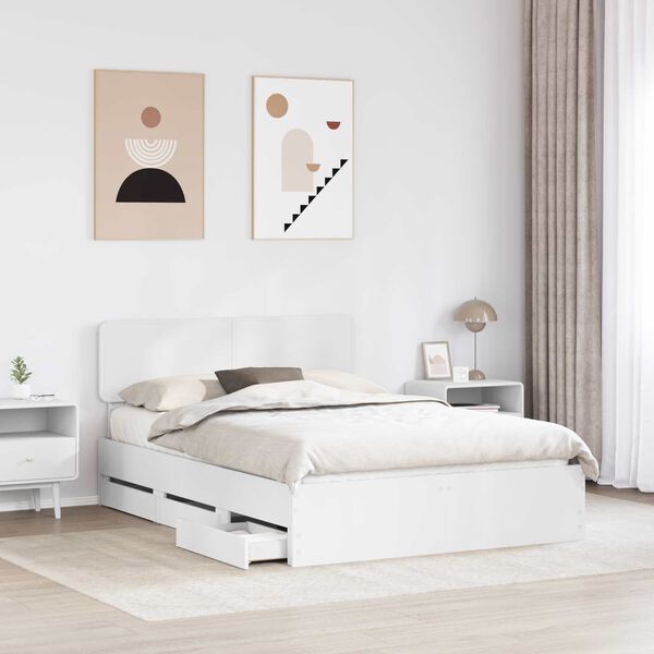 vidaXL Bed Frame with Headboard White 160 x 200 cm Engineered Wood