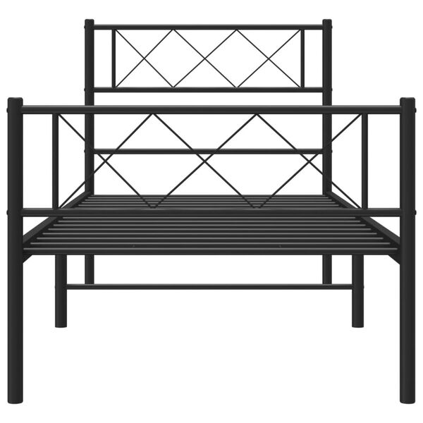 vidaXL Metal Bed Frame without Mattress with Footboard Black 107x203cm