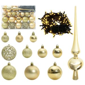 vidaXL Christmas Bauble Set with 150 LEDs 61 pcs Gold Plastic
