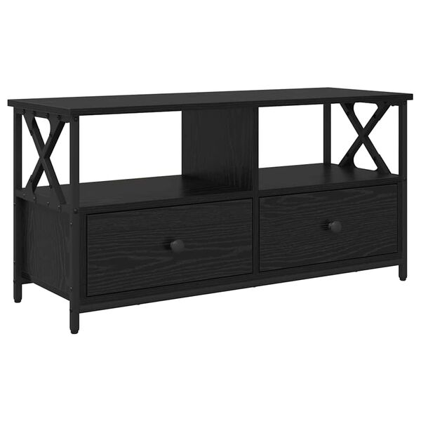 vidaXL TV Cabinet Black Oak 90 x 33 x 45 cm Engineered Wood and Steel