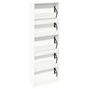 vidaXL Shoe Cabinet 5-Layer Mirror White 63x17x169.5 cm