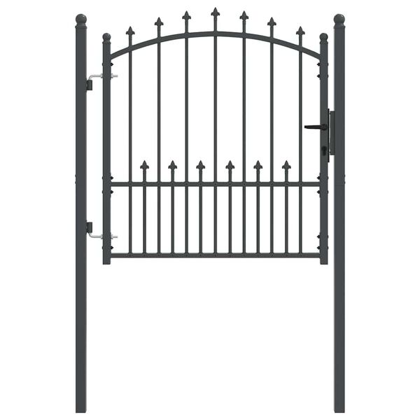 vidaXL Fence Gate with Spikes Grey 100 x 100 cm Powder-coated steel
