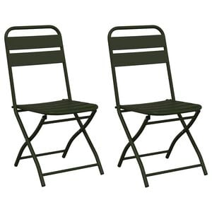 vidaXL Garden Folding Chair 2 pcs Green Powder-Coated Steel