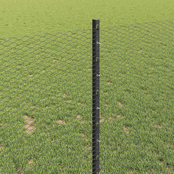 vidaXL Fence with Post Grey 1 x 25 m Steel