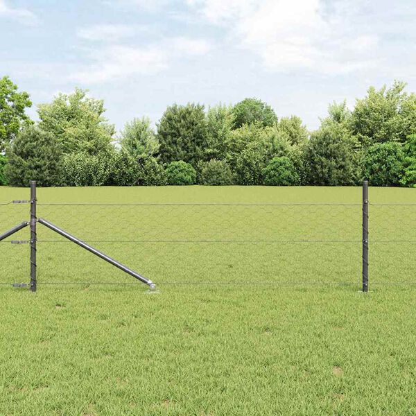 vidaXL Fence Post Grey 50 x 0.4 m (50 mm mesh) Steel and PVC