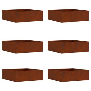 vidaXL Lawn Edging 6 pcs Rusty 40 x 40 x 13 cm Weathering Steel