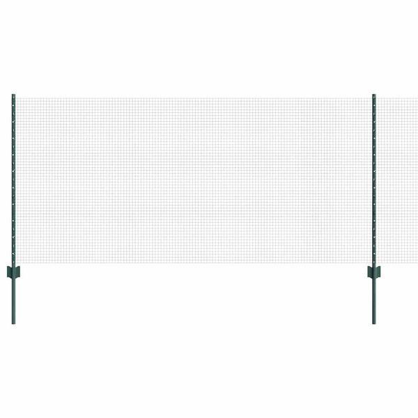 vidaXL Fence with Post Green 1 x 25 m Steel