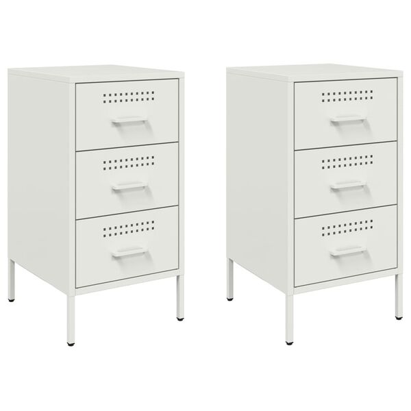 vidaXL Bedside Cabinets 2 pcs White 36x39x68 cm Steel