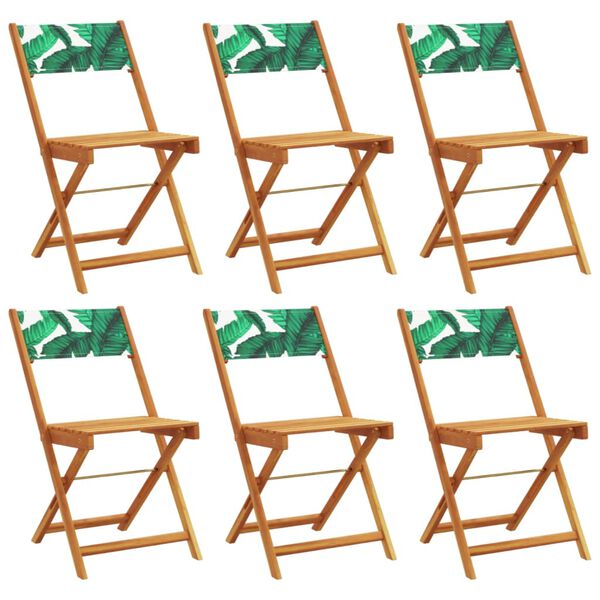vidaXL Folding Garden Chairs 6 pcs Green Fabric and Solid Wood