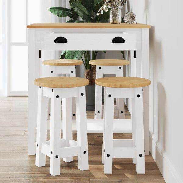 vidaXL 5 Piece Bar Set White Solid Wood Pine
