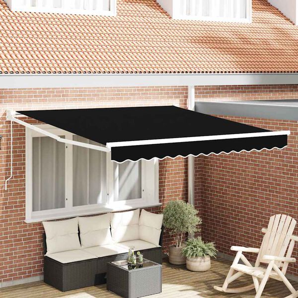 vidaXL Awning Retractable Manual Black 300 x 250 x 165 cm Polyester