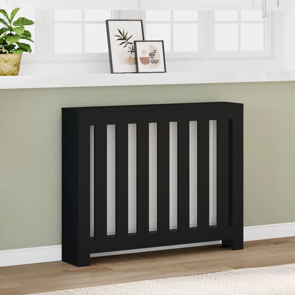 vidaXL Radiator Cover Black 104x20x82 cm Engineered Wood