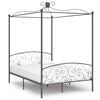 vidaXL Canopy Bed Frame without Mattress Grey Metal 140x200 cm
