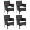 vidaXL 5 Piece Garden Dining Set with Cushions Black
