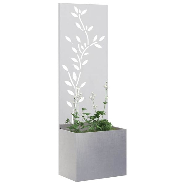 vidaXL Garden Privacy Screen Floral Sliver 50 x 140 cm Stainless steel