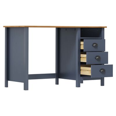 vidaXL Desk Hill with 3 Drawers Grey 120x50x74 cm Solid Pine Wood