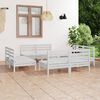 vidaXL 8 Piece Garden Lounge Set White Solid Pinewood