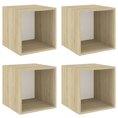 vidaXL Wall Cabinets 4 pcs White and Sonoma Oak 37x37x37 cm Engineered Wood