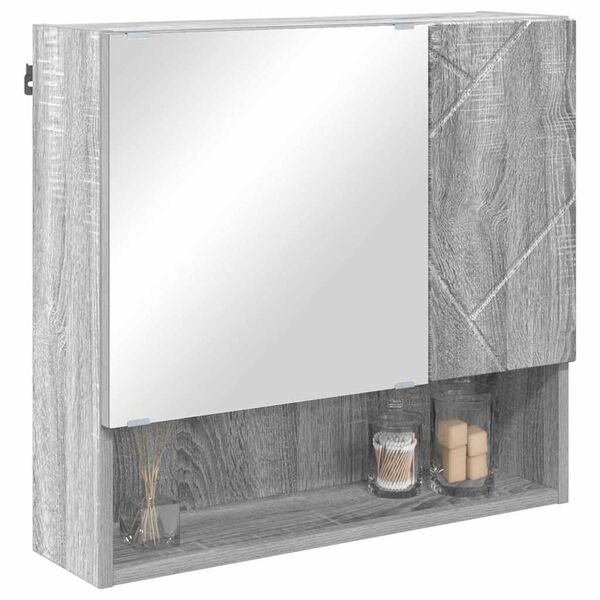 vidaXL Mirror Cabinet Grey Sonoma 59 x 17 x 55 cm Engineered Wood