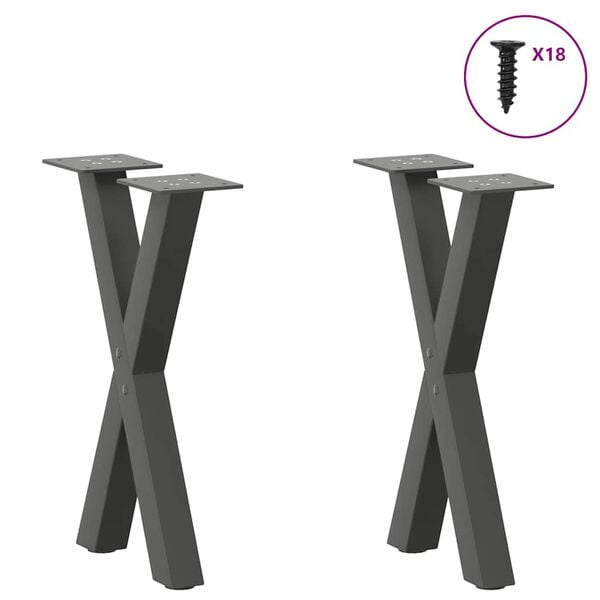 vidaXL Coffee Table Legs X-Shaped 2 pcs Anthracite 38x(42-43) cm Steel