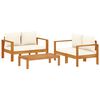 vidaXL 3 Piece Garden Sofa Set with Cushions Solid Wood Acacia