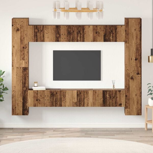vidaXL TV Cabinet Set Wall-mounted 10 pcs Old Wood 30.5 x 30 x 90 cm