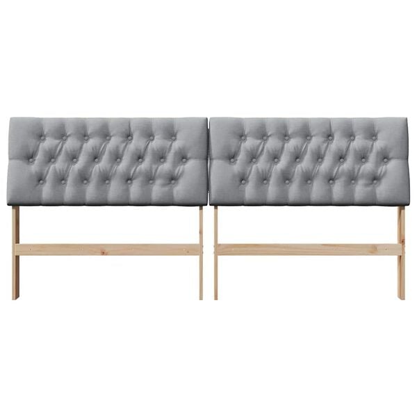 vidaXL Upholstered Headboard Light Grey 200 cm Solid Pine Wood