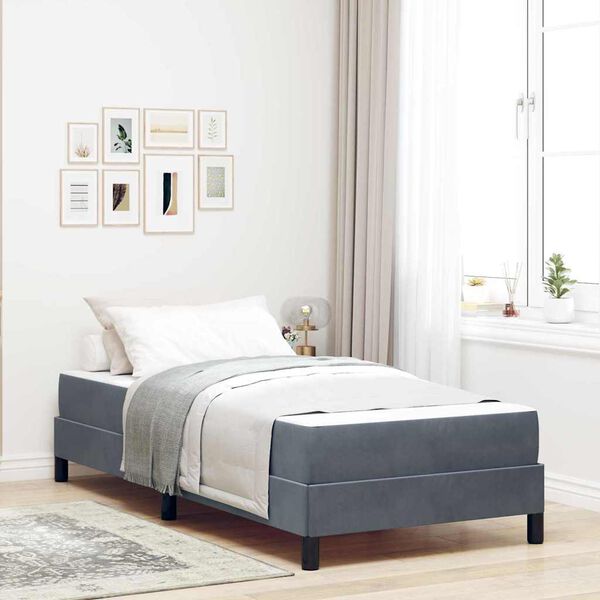 vidaXL Box Spring Bed with Mattress Dark Grey 80 x 210 cm Fabric