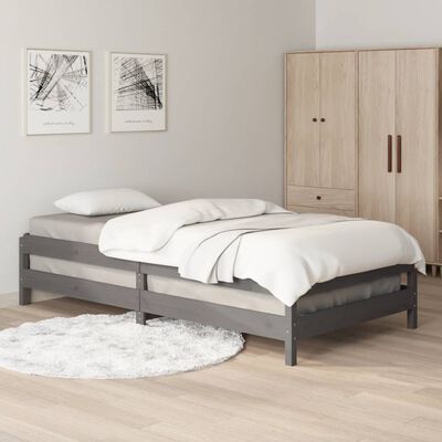 vidaXL Stack Bed Grey 75x190 cm Small Single Solid Wood Pine
