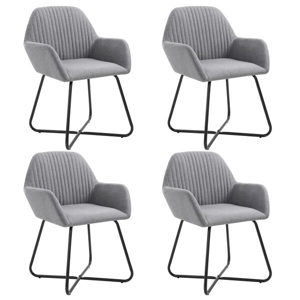 vidaXL Dining Chairs 4 pcs Light Grey Fabric
