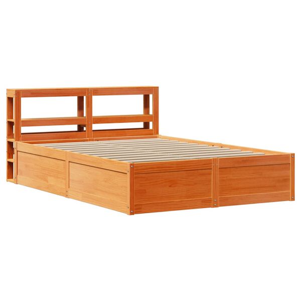 vidaXL Bed Frame with Headboard Wax Brown 150x200 cm King Size Solid Wood Pine