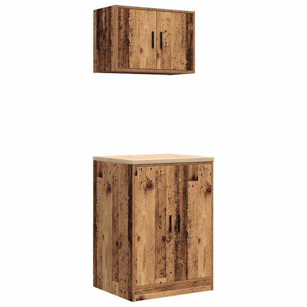 vidaXL Garage Cabinets 2 pcs Old Wood Engineered Wood