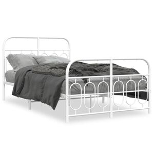 vidaXL Metal Bed Frame without Mattress with Footboard White 120x190cm