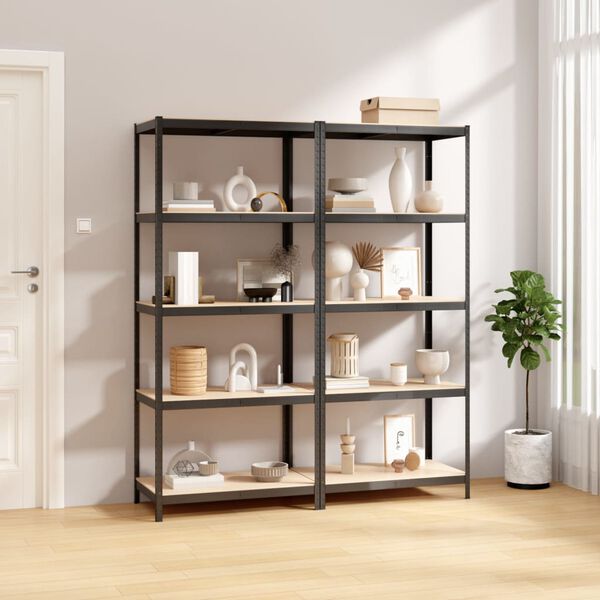 vidaXL 5-Layer Shelves 2 pcs Anthracite Steel&Engineered Wood