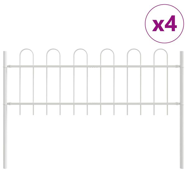 vidaXL Garden Fence 4 pcs White 6.8 x 0.6 m Powder-coated Steel