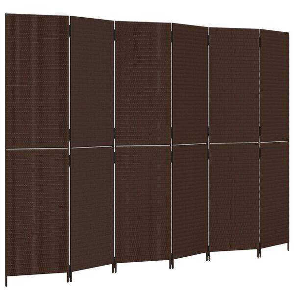 vidaXL Room Divider 6 Panels Brown Poly Rattan