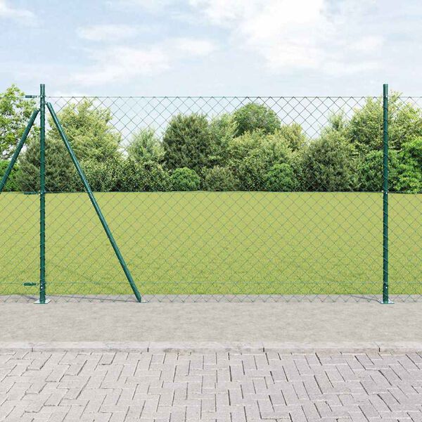vidaXL Fence Post Green 25 x 1.4 m (60 x 60 mm mesh) Steel and PVC