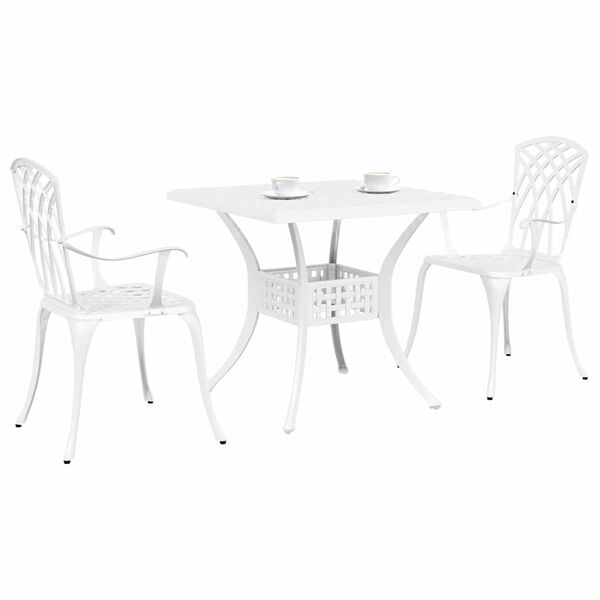 vidaXL Garden Table Set 3 pcs White Cast Aluminium